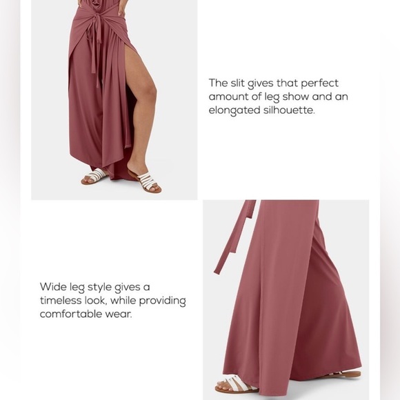 Halara High Waisted Lace Up Split Hem Palazzo Wide Leg Flowy Casual Pants - Picture 6 of 12